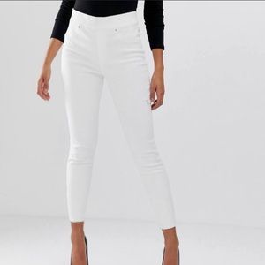 Spanx White Denim Distressed skinny jeans